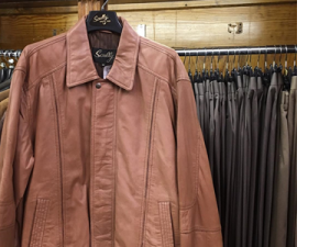 Leather jackets and Dockers pants 33% off.